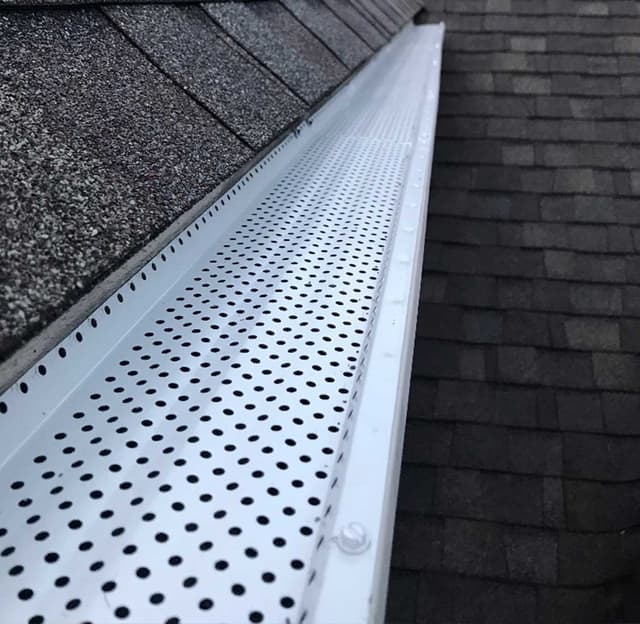 Close-up of gutter protection system